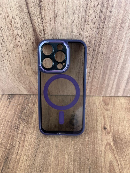 İPhone 15 Pro Uyumlu MagSafe Mor Kılıf – Lens Korumalı