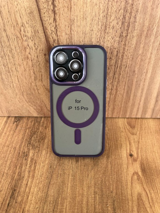 İPhone 15 Pro Uyumlu MagSafe Mor Kılıf – Lens Korumalı