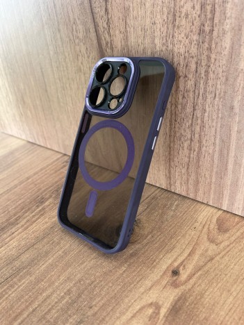 İPhone 15 Pro Uyumlu MagSafe Mor Kılıf – Lens Korumalı