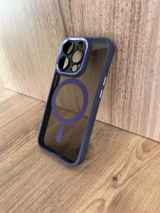 İPhone 15 Pro Uyumlu MagSafe Mor Kılıf – Lens Korumalı