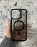 İPhone 15 Pro Max Uyumlu Siyah MagSafe Standlı Kılıf – Lens Çerçeveli