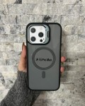 İPhone 15 Pro Max Uyumlu Gri MagSafe Standlı Kılıf – Lens Çerçeveli