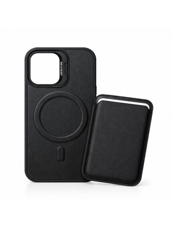 iPhone 13 / 14 Uyumlu Siyah Kartlıklı MagSafe Standlı Kılıf