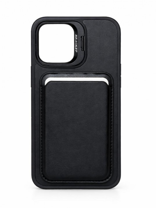 iPhone 16 Uyumlu Siyah Kartlıklı MagSafe Standlı Kılıf iPhone 16 Uyumlu Siyah Kartlıklı MagSafe Standlı Kılıf