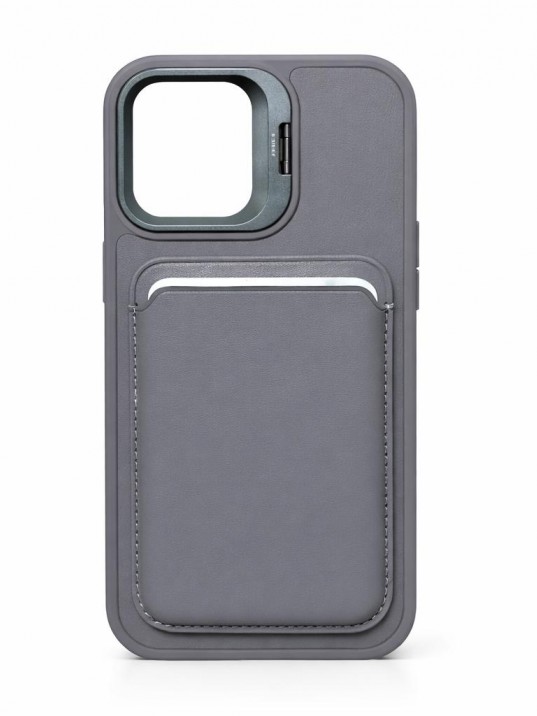 iPhone 16 Uyumlu Gri Kartlıklı MagSafe Standlı Kılıf iPhone 16 Uyumlu Gri Kartlıklı MagSafe Standlı Kılıf
