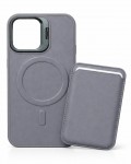 iPhone 16 Uyumlu Gri Kartlıklı MagSafe Standlı Kılıf iPhone 16 Uyumlu Gri Kartlıklı MagSafe Standlı Kılıf