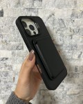 İPhone 16 Pro Max Uyumlu Siyah Kartlıklı MagSafe Standlı Kılıf