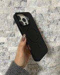 İPhone 16 Pro Max Uyumlu Siyah Kartlıklı MagSafe Standlı Kılıf