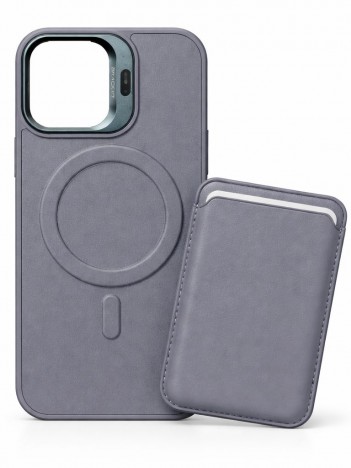 iPhone 16 Pro Max Uyumlu Gri Kartlıklı MagSafe Standlı Kılıf