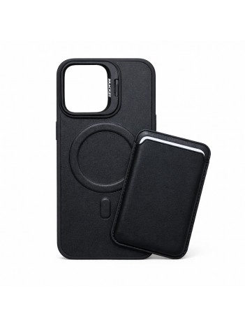 iPhone 17 Uyumlu Siyah Kartlıklı MagSafe Standlı Kılıf