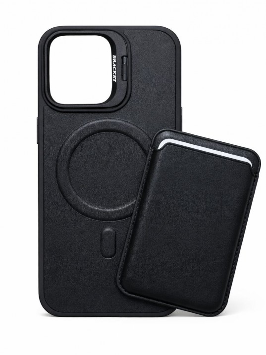 iPhone 17 Uyumlu Siyah Kartlıklı MagSafe Standlı Kılıf iPhone 17 Uyumlu Siyah Kartlıklı MagSafe Standlı Kılıf