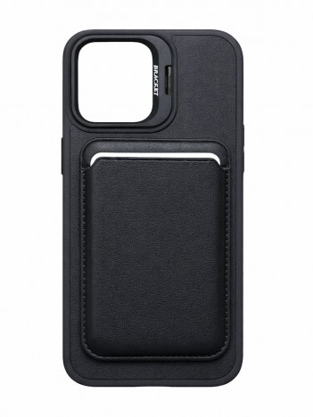 iPhone 17 Uyumlu Siyah Kartlıklı MagSafe Standlı Kılıf