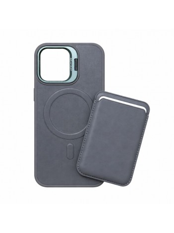 iPhone 17 Uyumlu Gri Kartlıklı MagSafe Standlı Kılıf