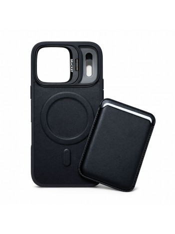 iPhone 17 Pro Uyumlu Siyah Kartlıklı MagSafe Standlı Kılıf