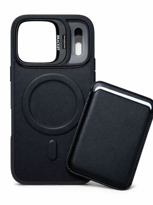 iPhone 17 Pro Uyumlu Siyah Kartlıklı MagSafe Standlı Kılıf iPhone 17 Pro Uyumlu Siyah Kartlıklı MagSafe Standlı Kılıf