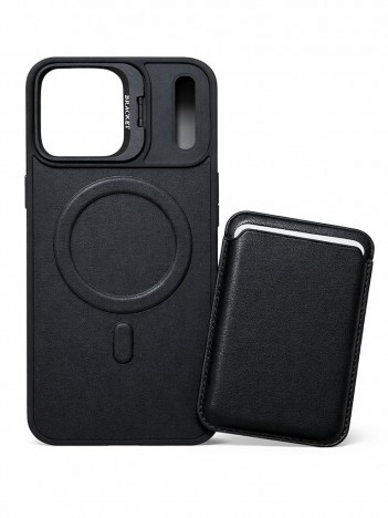 iPhone 17 Pro Max Uyumlu Siyah Kartlıklı MagSafe Standlı Kılıf
