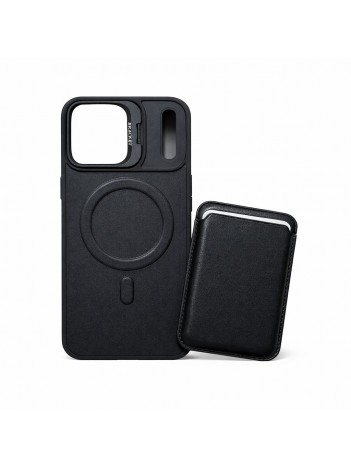 iPhone 17 Pro Max Uyumlu Siyah Kartlıklı MagSafe Standlı Kılıf