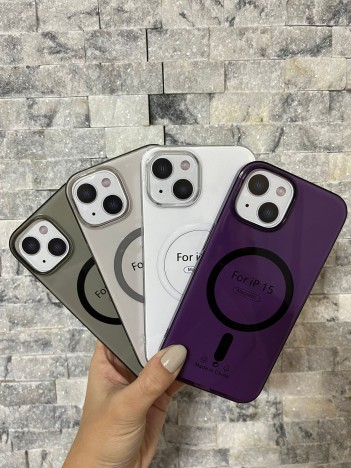 iPhone 15 Uyumlu Siyah Sert Şeffaf MagSafe Premium Kılıf