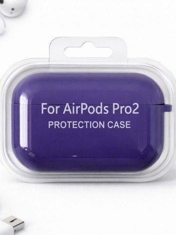 AirPods Pro 2 Uyumlu Mor Silikon Koruyucu Kılıf (Darbe Emici-Çizilme Önleyici)
