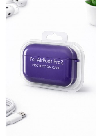 AirPods Pro 2 Uyumlu Mor Silikon Koruyucu Kılıf (Darbe Emici-Çizilme Önleyici)
