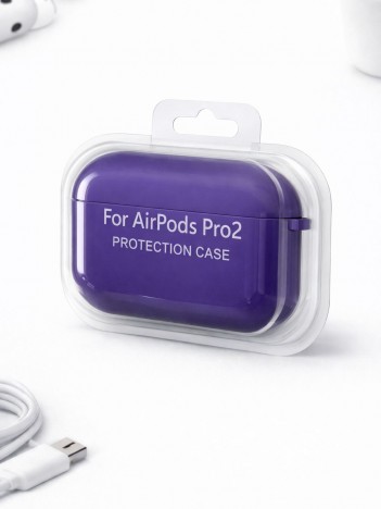 AirPods Pro 2 Uyumlu Mor Silikon Koruyucu Kılıf (Darbe Emici-Çizilme Önleyici)