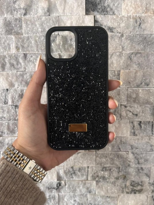 İPhone 12/12 Pro Swarovski Siyah Taşlı Kılıf