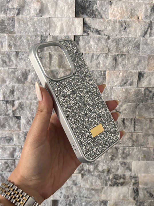 İPhone 15 Pro Swarovski Silver Taşlı Kılıf
