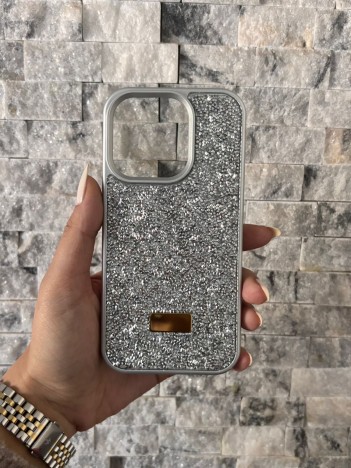 İPhone 15 Pro Swarovski Silver Taşlı Kılıf