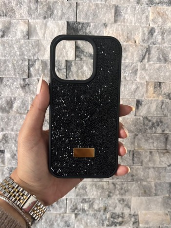 İPhone 15 Pro Swarovski Siyah Taşlı Kılıf