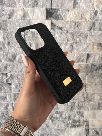 İPhone 15 Pro Swarovski Siyah Taşlı Kılıf
