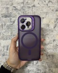 İPhone 15 Pro Uyumlu Mor MagSafe Standlı Lens Korumalı Case Pro Kılıf
