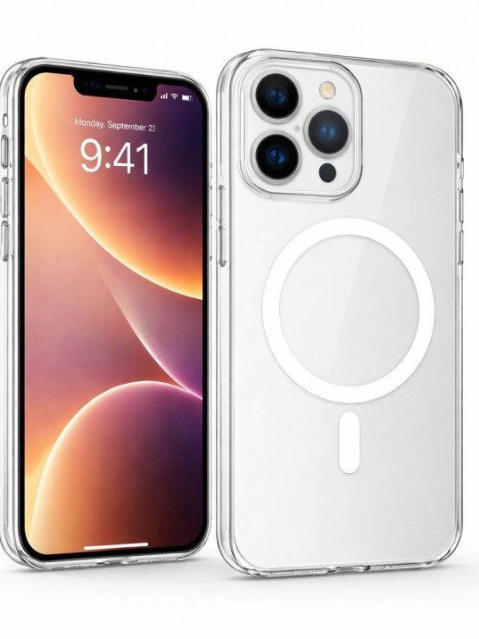 iPhone 15 Pro Max Uyumlu Sararmaz Şeffaf MagSafe Animasyonlu Kılıf