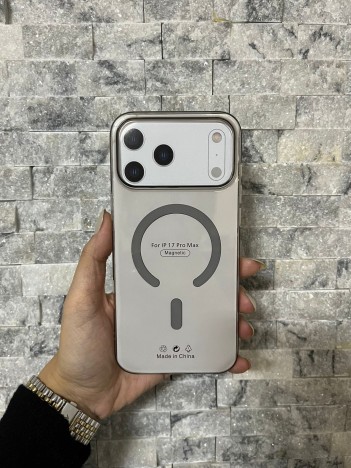 İPhone 17 Pro Max Uyumlu Gri Sert Şeffaf MagSafe Premium Kılıf