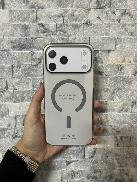 İPhone 17 Pro Max Uyumlu Gri Sert Şeffaf MagSafe Premium Kılıf