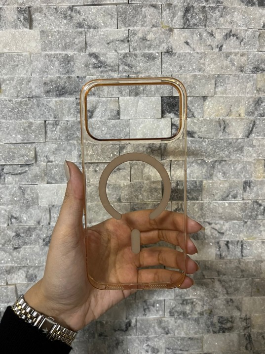 İPhone 17 Pro Max Uyumlu Kum Kahvesi Sert Şeffaf MagSafe Premium Kılıf
