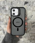 İPhone 17 Uyumlu Siyah MagSafe Standlı Kılıf – Lens Çerçeveli