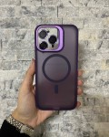 İPhone 15 Pro Max Uyumlu Mor MagSafe Standlı Lens Korumalı Case Pro Kılıf