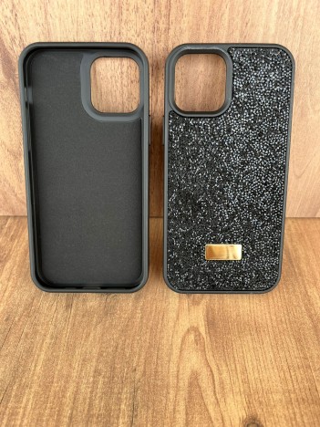 İPhone 12/12Pro Swarovski Siyah Taşlı Kılıf