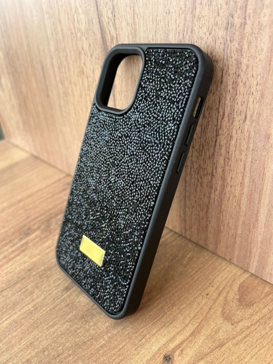 İPhone 12/12Pro Swarovski Siyah Taşlı Kılıf