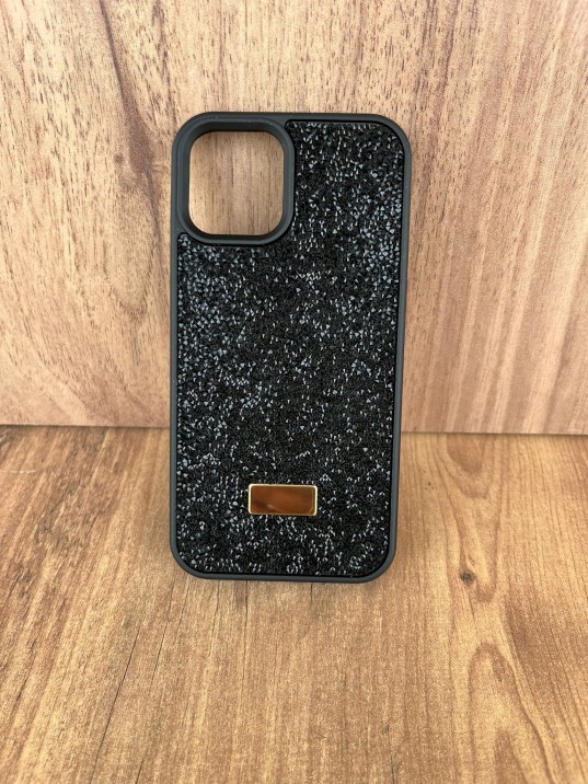 İPhone 12/12Pro Swarovski Siyah Taşlı Kılıf