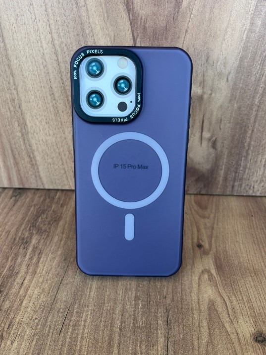 İPhone 15 Pro Max Uyumlu Buzlu Mor MagSafe Kılıf – Lens Çerçeveli, Premium Koruma