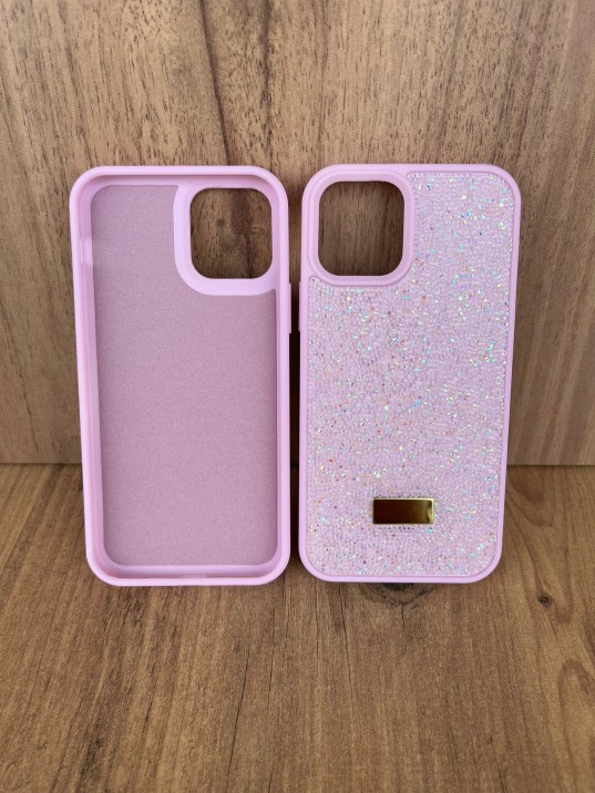 İPhone 12/12Pro Swarovski Pembe Taşlı Kılıf