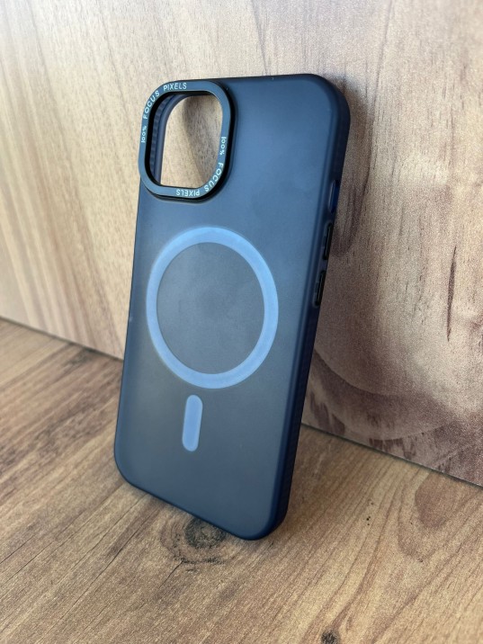 İPhone 15 Uyumlu Buzlu Lacivert MagSafe Kılıf – Lens Çerçeveli, Premium Koruma