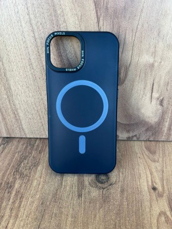 İPhone 15 Uyumlu Buzlu Lacivert MagSafe Kılıf – Lens Çerçeveli, Premium Koruma