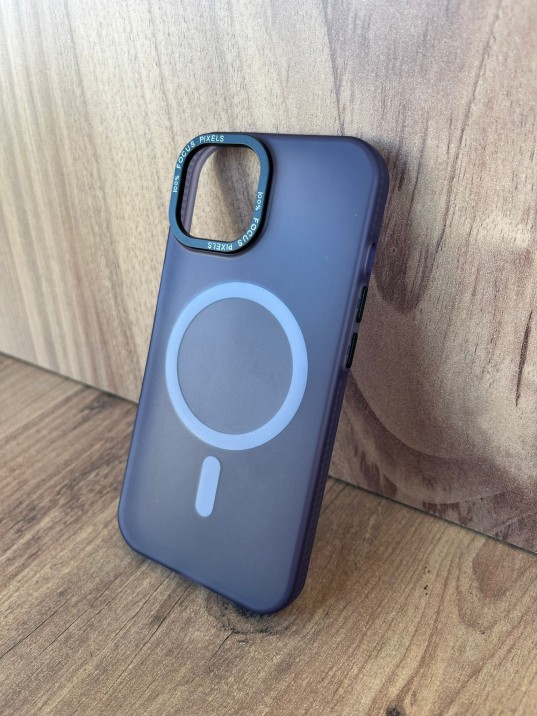 İPhone 15 Uyumlu Buzlu Mor MagSafe Kılıf – Lens Çerçeveli, Premium Koruma