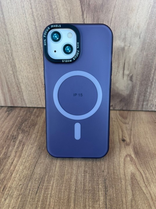 İPhone 15 Uyumlu Buzlu Mor MagSafe Kılıf – Lens Çerçeveli, Premium Koruma