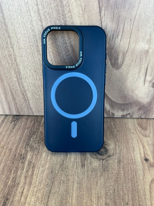 İPhone 15 Pro Uyumlu Buzlu Lacivert MagSafe Kılıf – Lens Çerçeveli, Premium Koruma