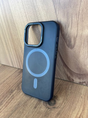 İPhone 15 Pro Uyumlu Buzlu Lacivert MagSafe Kılıf – Lens Çerçeveli, Premium Koruma