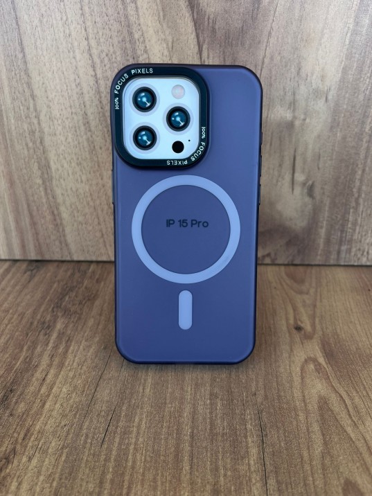 İPhone 15 Pro Uyumlu Buzlu Mor MagSafe Kılıf – Lens Çerçeveli, Premium Koruma