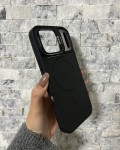 İPhone 17 Pro Max Uyumlu Siyah Kartlıklı MagSafe Standlı Kılıf